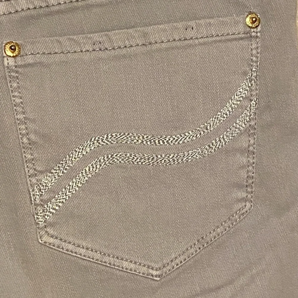 FLORIANE Tribal DeNIME Slimfit Grey Pants Straight Leg Stretch Women's Size 29/S - Picture 3 of 9